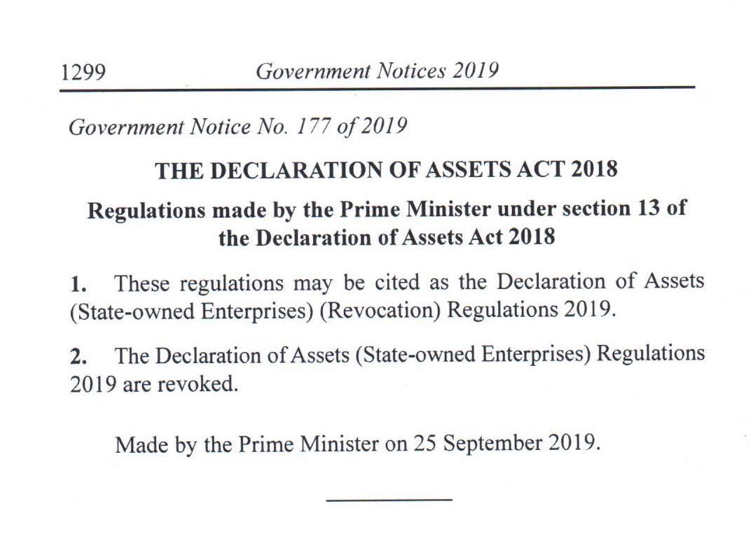 Government Notice No.177 of 2019.